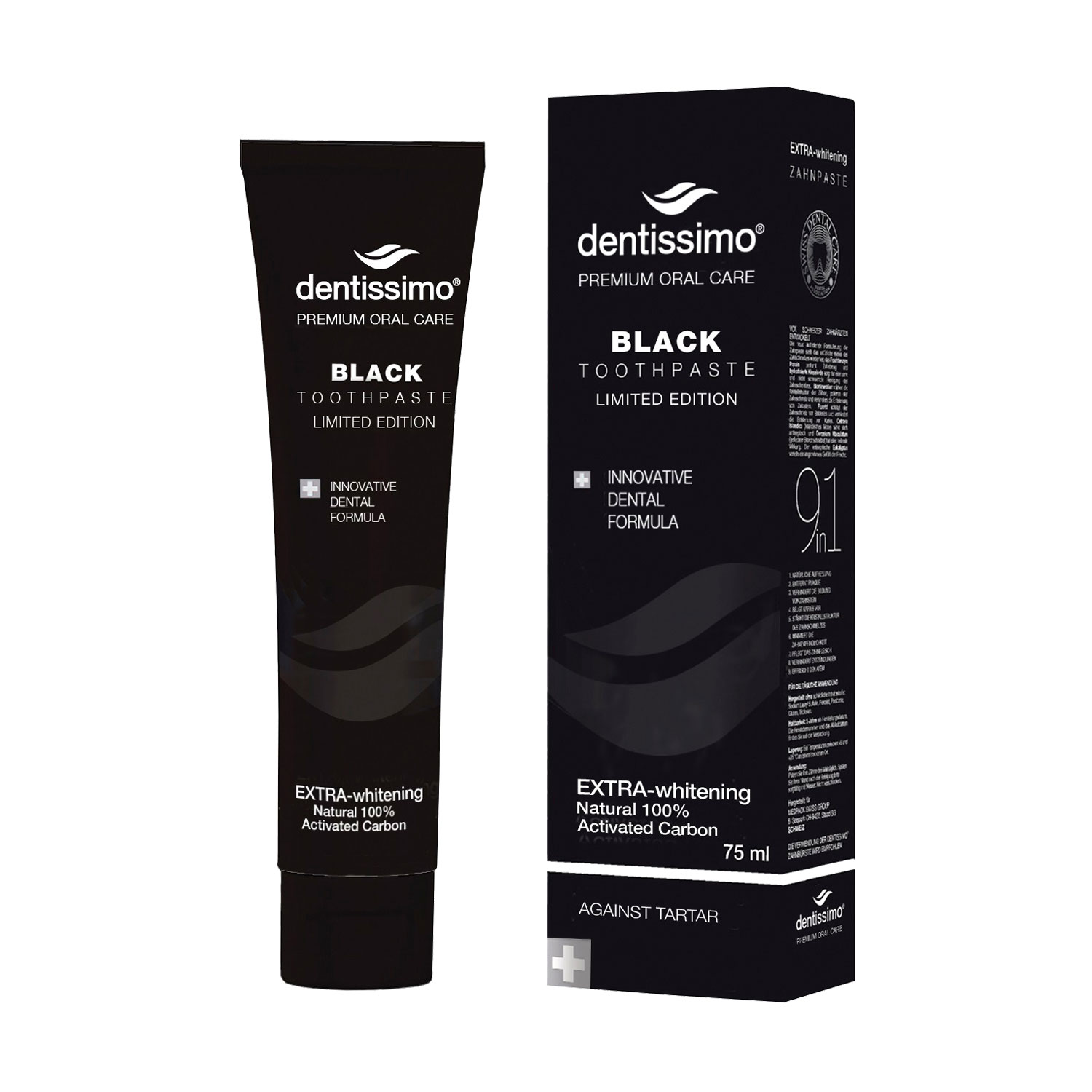 Зубна паста Dentissimo Extra Whitening Black, 75 мл